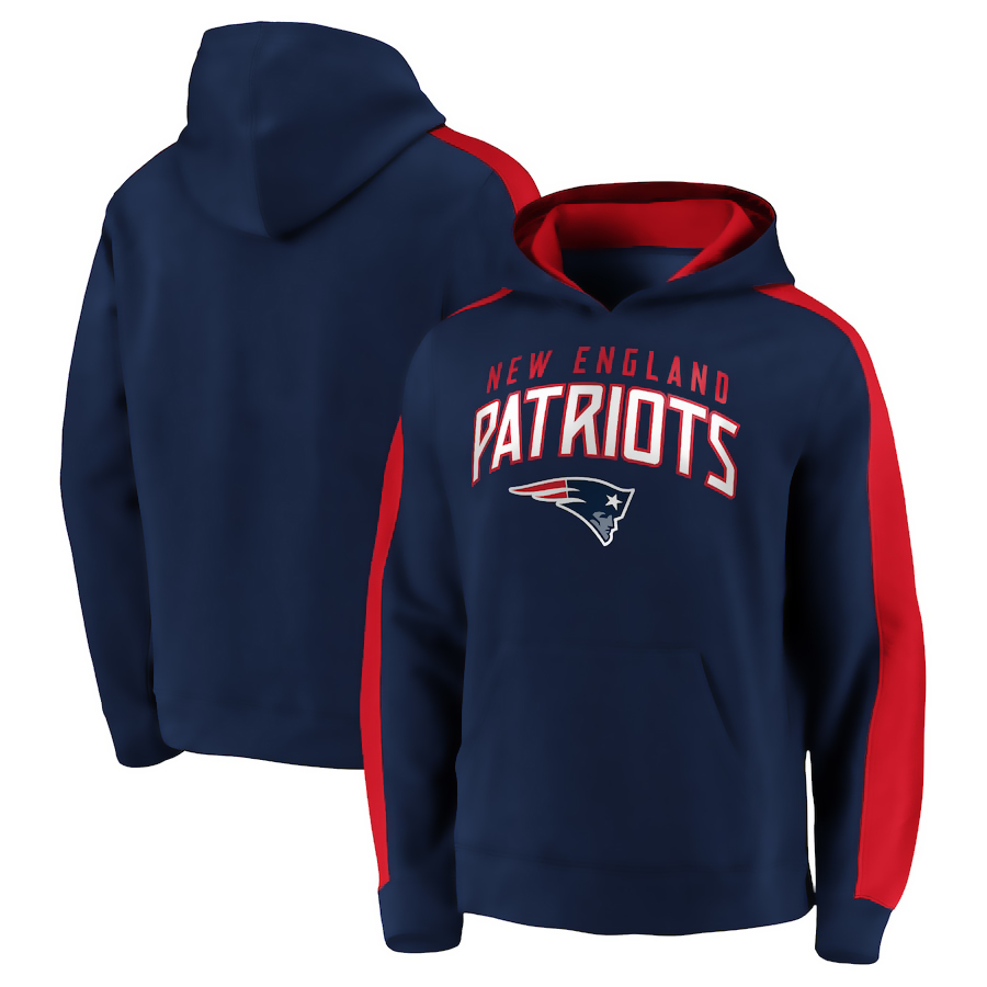 Men's New England Patriots Navy Game Time Arch Pullover Hoodie Men's New England Patriots Navy Game Time Arch Pullover Hoodie